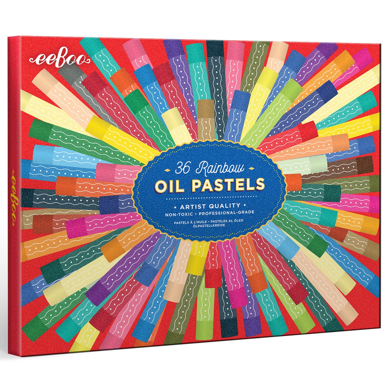 eeBoo: Oil Pastels – Rainbow - 36 Colors, Artist-Quality Sticks, Blendable Soft Texture, Hardcover Gift Box, Adults-Kids, Arts-Crafts-Drawing Supplies